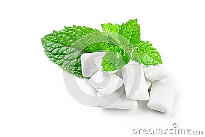 Chewing gum and mint Stock Photo