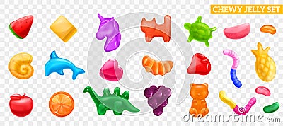 Chewy Jelly Candy Collection Vector Illustration