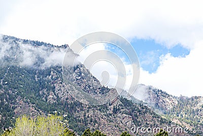 Cheyenne Mountain in Colorado Springs on a Cloudy Day Stock Photo