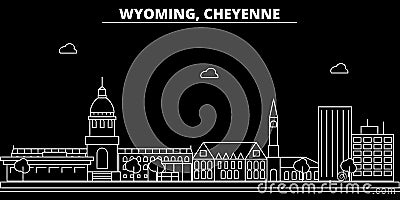 Cheyenne silhouette skyline. USA - Cheyenne vector city, american linear architecture, buildings. Cheyenne travel Vector Illustration