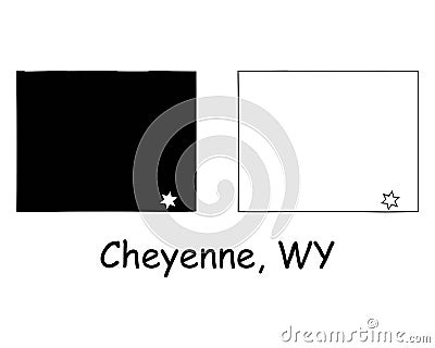 Cheyenne Wyoming WY State Border USA Map Vector Illustration