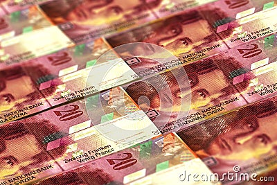 CHF. Swiss francs banknotes background. Money of Switzerland Stock Photo