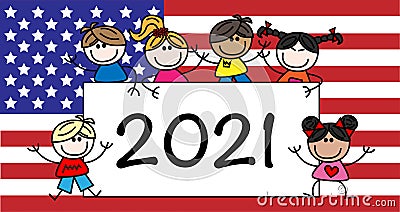 New year 2021 USA calendar header banner Stock Photo