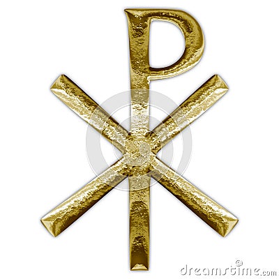 Chi Rho christianity cross gold symbol Cartoon Illustration