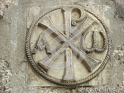 Chi-Rho or sigla the letters X and P representing the first letters of the title Christos Stock Photo