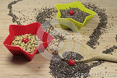 Chia and hemp seeds Stock Photo
