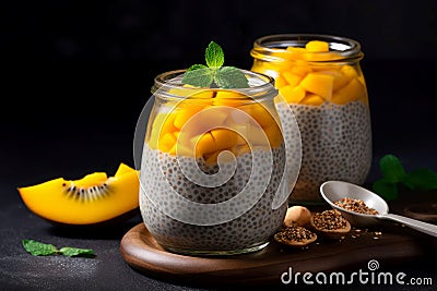 Chia seed parfait pudding. Generate Ai Stock Photo