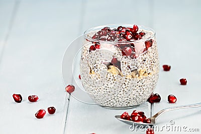 Chia Seed and Pomegranate Parfait Stock Photo