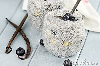 Chia Seed Pudding and Fruit Stock Photo