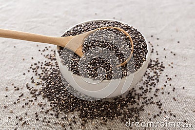 Chia seeds in bowl Stock Photo