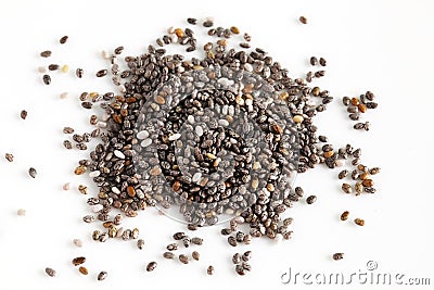 Chia seeds, detail on white background Stock Photo