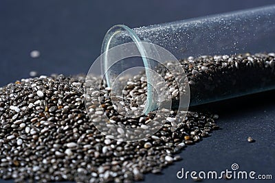 Chia seeds photographed in the studio in detail against black background Stock Photo