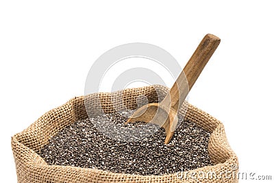 Chia seeds in a sack Stock Photo