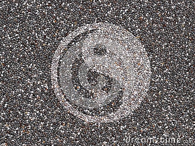 Chia seeds with Yin Yang symbol Stock Photo