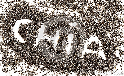 Chia word made from chia seeds Stock Photo