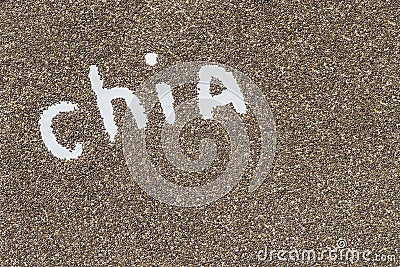 Chia word made from chia seeds on white artist canvas Stock Photo