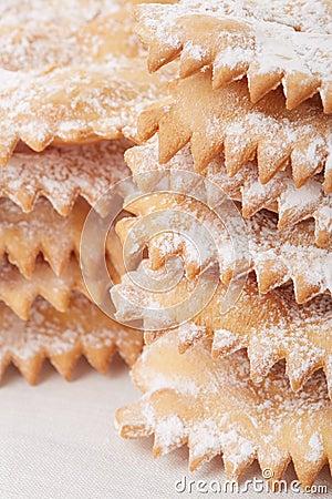 Chiacchiere, italian Carnival pastry heap Stock Photo
