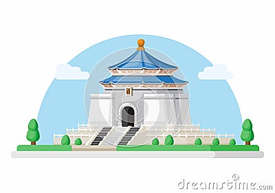 Chiang Kai Shek Memorial Hall Building Landmark from Taiwan Asia. Flat Cartoon Illustration Vector Vector Illustration