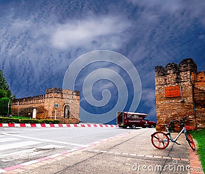 Chiang Mai Gate. Land mark in Thailand Editorial Stock Photo