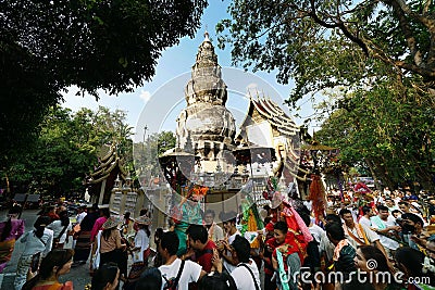 CHIANG MAI – MARCH 24, 2023 Poy Sang Long festival parade. A Ceremony of boys to become novice monk at Wat Ku Tao in Chiangmai. Editorial Stock Photo