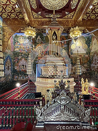 Interior of Inthakin or city pillar shrine Chiang Mai, Thailand Stock Photo