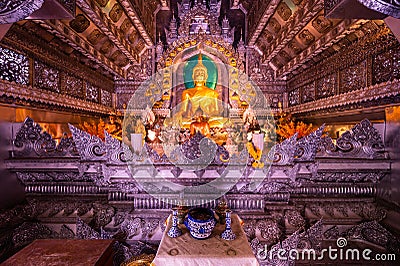 CHIANG MAI, THAILAND - April 15, 2020 : Beautiful Buddha Statue in Wat Sri Suphan Silver Temple Editorial Stock Photo