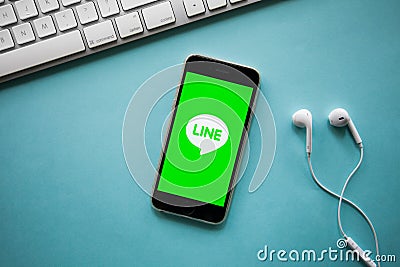 CHIANG MAI, THAILAND - August 26, 2016:iPhone 6 showing Line app Editorial Stock Photo