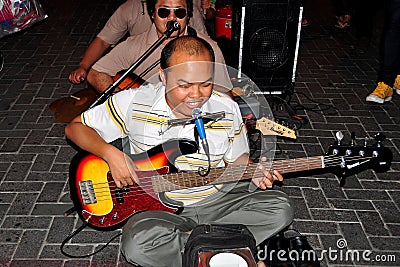 Chiang Mai, Thailand: Blind Musicians on Street Editorial Stock Photo