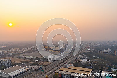 Chiang Mai, Thailand February 15, 2023 : Chiang Mai City Thailand air pollution remains at hazardous levels PM 2.5 pollutants Editorial Stock Photo