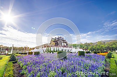 Chiang Mai, Thailand, Ho Kham Luang at Royal Flora Expo, traditional thai architecture Stock Photo