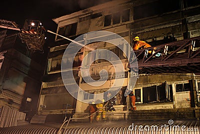 CHIANG MAI, THAILAND JUNE 05: Fire in Fabric shop - catch fire i Editorial Stock Photo