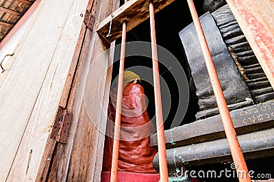 CHIANG MAI, THAILAND - March 27, 2021 : Ancient Window of Wat Khun Khong Luang in Hang Dong District Editorial Stock Photo