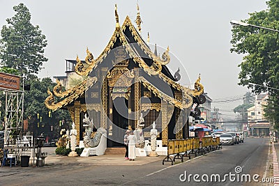 CHIANG MAI , THAILAND March 24, 2019 Black golden temple in Chiang Mai Editorial Stock Photo