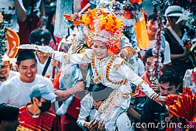 CHIANG MAI, THAILAND - MARCH 24 2023 : Poy Sang Long festival, A Ceremony of boys to become novice monk, In parade around temple Editorial Stock Photo