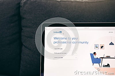 CHIANG MAI ,THAILAND - May 10, 2020 : LinkedIn login page in a laptop screen. LinkedIn is a social networking website for service Editorial Stock Photo