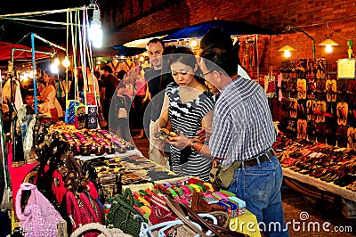 Chiang Mai, Thailand: People Shopping for Handicrafts Editorial Stock Photo