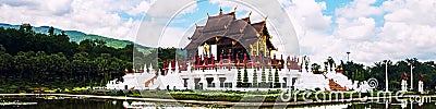 Chiang Mai, Thailand. Royal Palace garden and temple Stock Photo