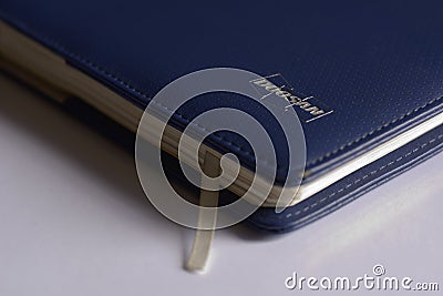 Chiang Mai, Thailand - September 15, 2020: Closeup Doosan logo on blue notebook diary. Editorial Stock Photo