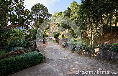 Chiang Rai Province, Thailand - February 18, 2019: Doi Tung Royal Villa and Mae Fah Luang Garden. Editorial Stock Photo