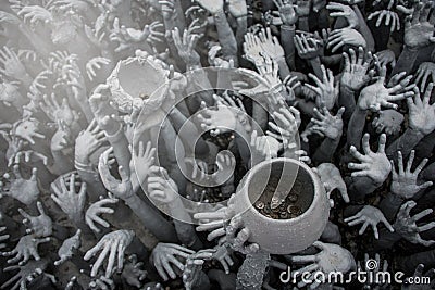 CHIANG RAI, THAILAND - August 20 , 2016: Wat Rong Kuhn temple Stock Photo