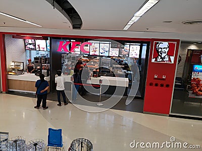 CHIANG RAI, THAILAND - FEBRUARY 15 : Unidentified people buying fried chicken at KFC restaurant on February 15, 2019 in Chiang Editorial Stock Photo