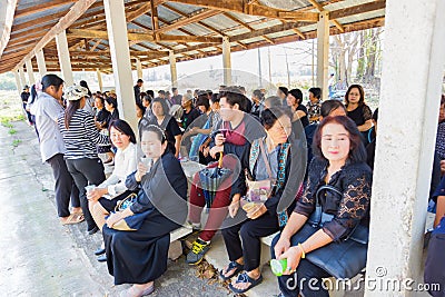 CHIANG RAI, THAILAND - MARCH 2 : Unidentified people participating Christian funeral Editorial Stock Photo