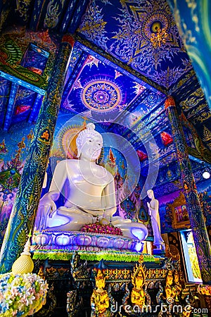 CHIANG RAI, THAILAND - October 17, 2019 : White Buddha in Rong Seur Ten temple Editorial Stock Photo