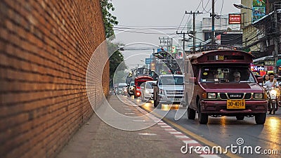 CHIANGMAI , THAILAND , August 6 2017 : Thapae Gate in the main entrance to old city Chiangmai. This place is the famous tourist at Editorial Stock Photo