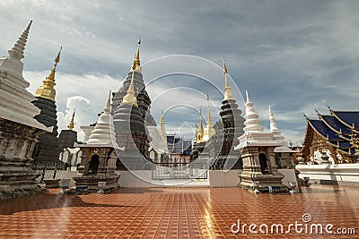 CHIANGMAI, THAILAND - July 21, 2019 : Beautiful pagoda with blue sky in Den Salee Sri Muang Gan temple Editorial Stock Photo