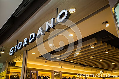 Chiangmai, Thailand - June 16 ,2017: Giordano shop sign, This br Editorial Stock Photo