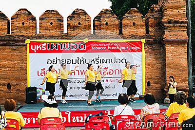 CHIANGMAI,THAILAND MAY 26,2019 - Elder people dancing at World no Tobacco day Editorial Stock Photo