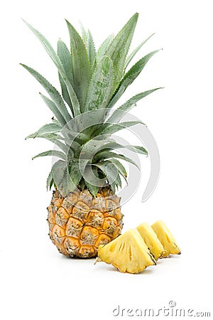 Pineapple Half and sliced on white background Stock Photo