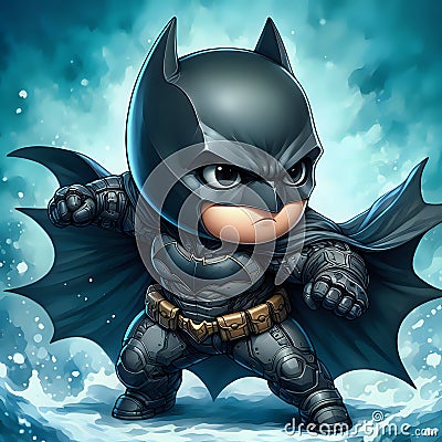 Chibi Batman in combative stance Stock Photo