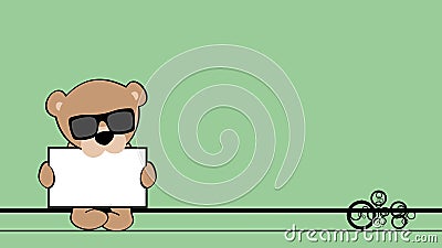 Chibi teddy bear kid cartoon holding billboard background Vector Illustration